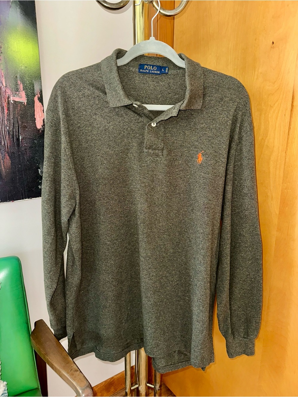 Polo by Ralph Lauren Men's Long-Sleeve Green Polo Shirt